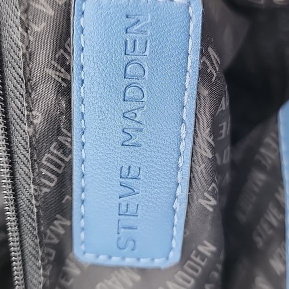 NWOT Steve Madden Designer Quilted Ocean Blue Silver Chain Crossbody Bag Purse - Picture 12 of 12